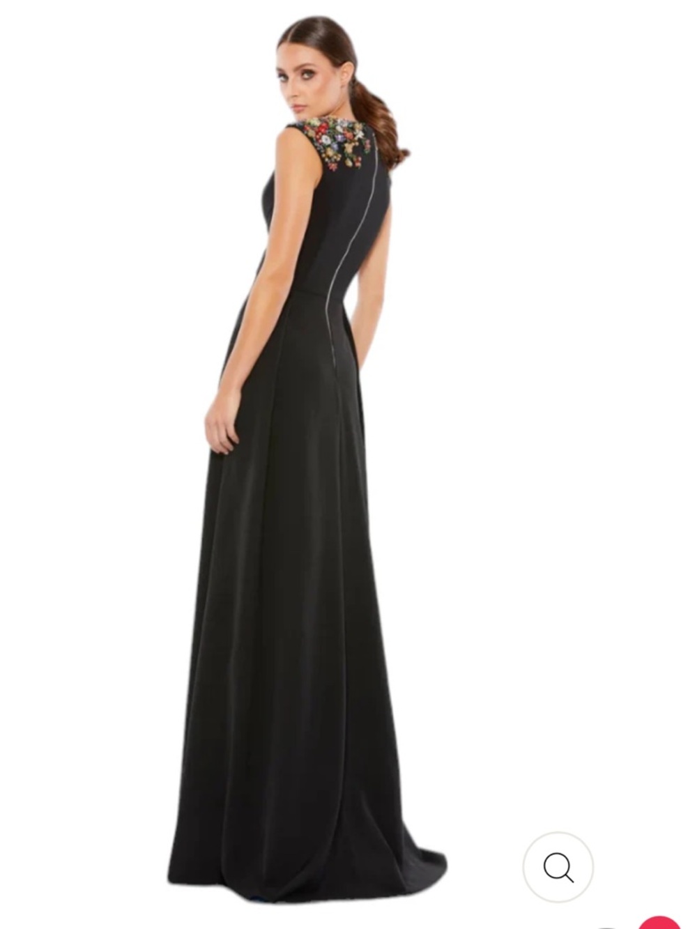 Ieena Mac Duggal Black Plunge Neck Beaded Shoulder Midi Dress - Picture 2 of 5